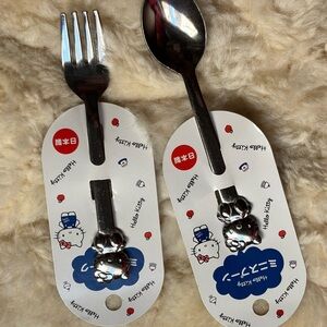 Sanrio Hello Kitty Silver Fork and Spoon Set